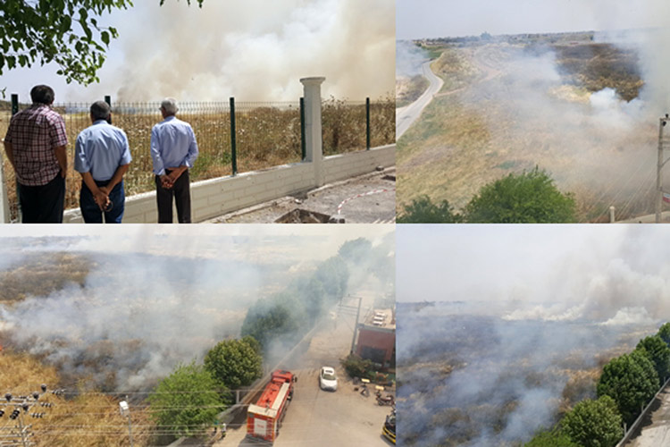 Mayınlı arazideki yangın!