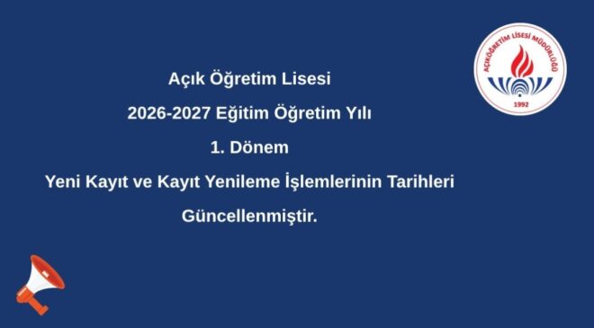 Gaziantep’te Açık Lise Kayıt Yenileme 2026: Son Gün 23 Ekim, Ücret 750 TL