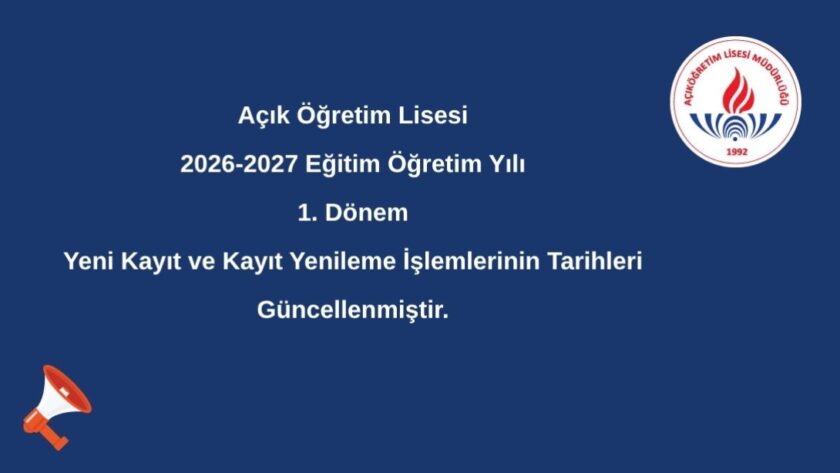 Gaziantep’te Açık Lise Kayıt Yenileme 2026: Son Gün 23 Ekim, Ücret 750 TL